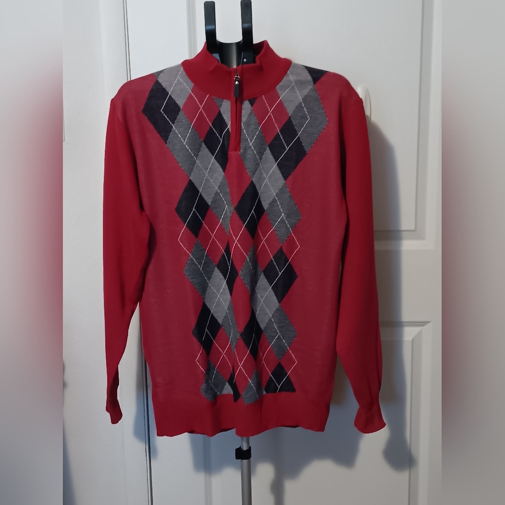 Ballantyne Red and Black Zipper Sweater